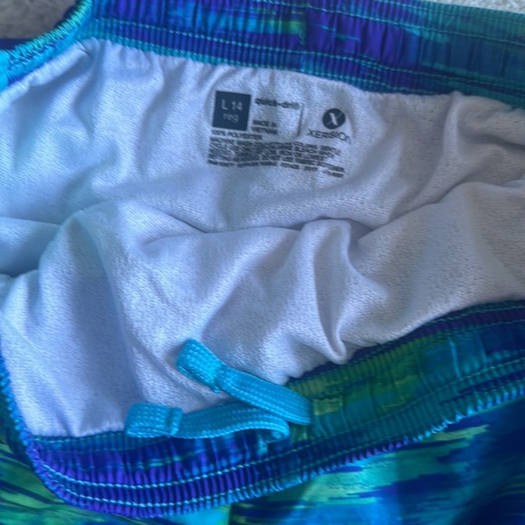 Xersion Quick-Dri Lined Running Shorts Drawstring Blue Green Size Girls L 14 - Picture 3 of 5